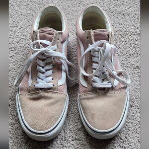 VANS Old Skool Pink Beige Suede Accent Low Top Sneakers Unisex Women 10/Men 8.5